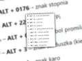 Lista skrótów klawiszowych ALT do wprowadzania specjalnych znaków na klawiaturze komputera, np. serduszka, karo, stopnia.