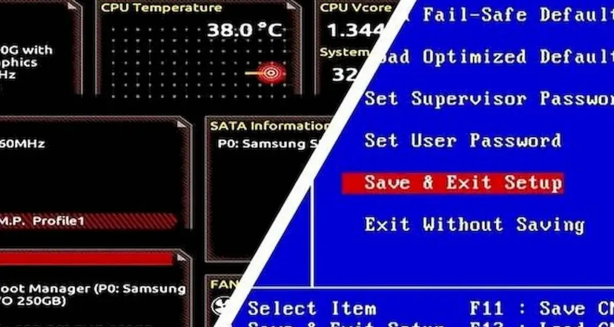 BIOS. Aby włączyć laptopa za pomocą klawiatury, wybierz "Save & Exit Setup" (F10).
