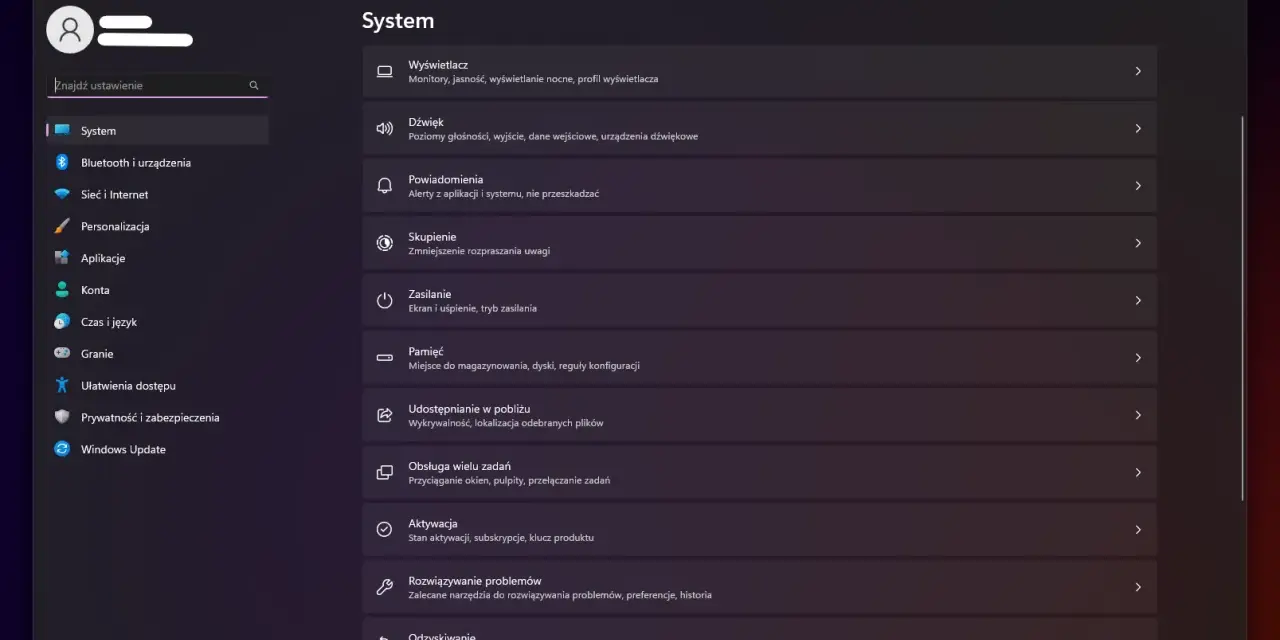 Ustawienia systemu Windows 11: sekcja "Konta" jest kluczowa, by dowiedzieć się, jak wyłączyć hasło Windows 11.
