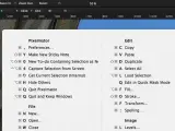 Menu Pixelmator z listą funkcji i ich skrótów klawiszowych, np. Kopiuj (⌘C), Wklej (⌘V).