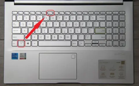 Skrót klawiszowy jak wyłączyć ekran w laptopie: naciśnij Fn + F6. Klawisz F6 z ikoną ekranu jest podświetlony.