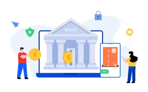 Ludzie dokonują płatności online, symbolizując bezpieczeństwo bankowości elektronicznej.