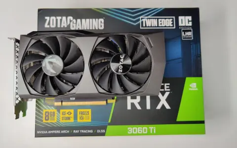 Karta graficzna ZOTAC GAMING GeForce RTX 3060 Ti Twin Edge OC z dwoma wentylatorami, dedykowana do gier.