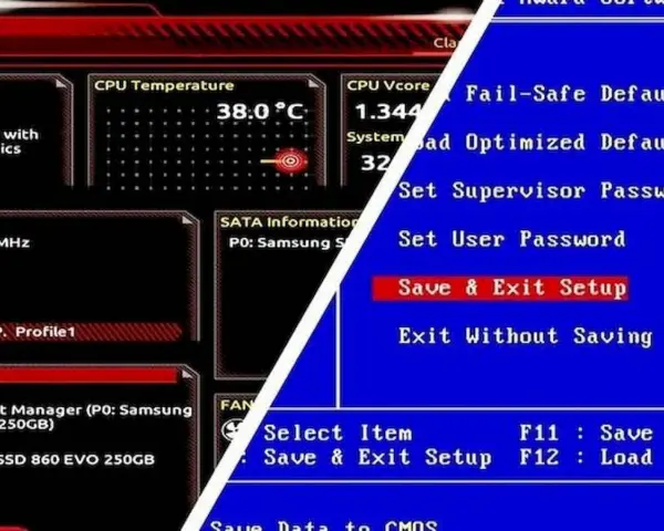BIOS. Aby włączyć laptopa za pomocą klawiatury, wybierz "Save & Exit Setup" (F10).