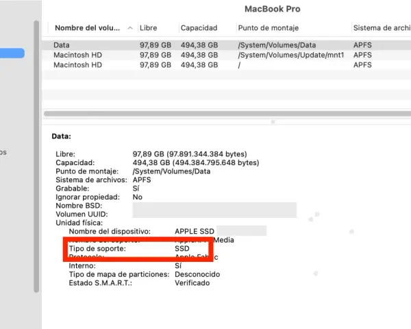 Jak sprawdzić jaki mam dysk: w Informacjach o systemie, w sekcji "Almacenamiento", w szczegółach "Data" widać "Tipo de soporte: SSD".