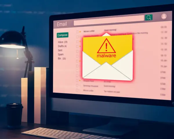 Komputer wyświetla ostrzeżenie o złośliwym oprogramowaniu w skrzynce e-mail. Uważaj na wirusy na komputerze!