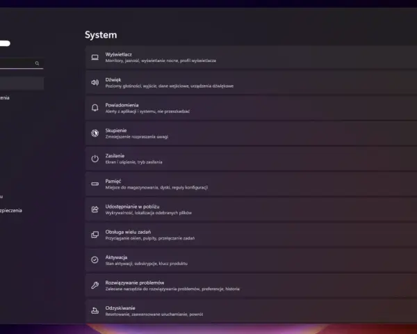 Ustawienia systemu Windows 11: sekcja "Konta" jest kluczowa, by dowiedzieć się, jak wyłączyć hasło Windows 11.