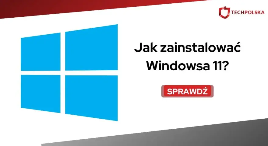 Jak zainstalować Windowsa 11 na nowym komputerze? Ikona Windows i tekst z pytaniem. Sprawdź poradnik.