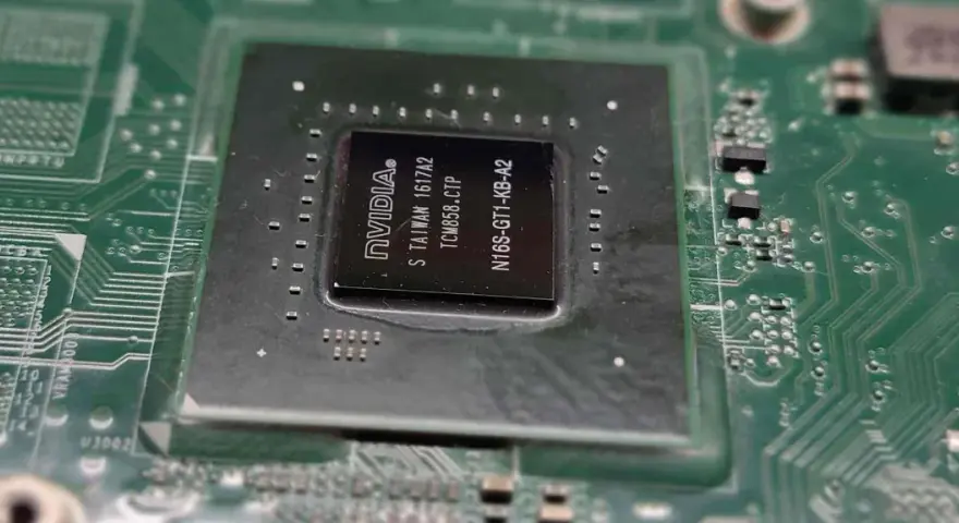 Układ NVIDIA, czyli GPU, to serce grafiki w komputerze. Ten konkretny model to N16S-GT1-KB-A2.