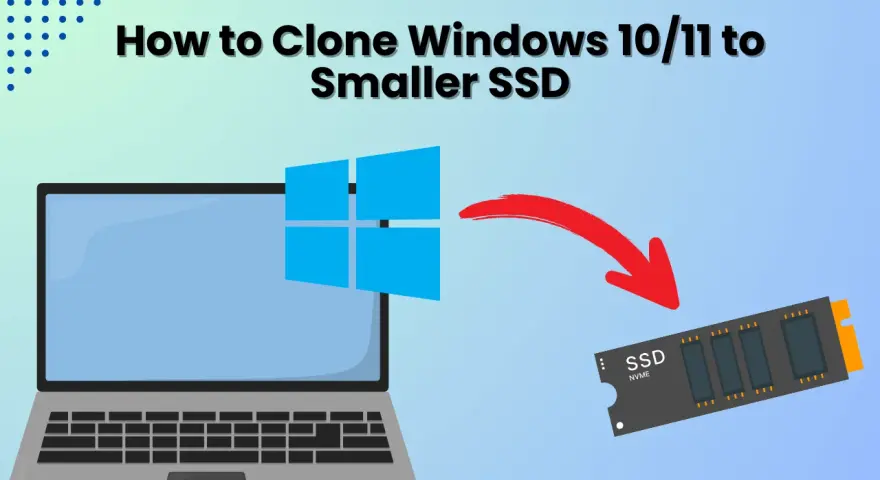 Jak przenieść system na dysk SSD? Grafika pokazuje laptop z systemem Windows i dysk SSD, na który system jest przenoszony.
