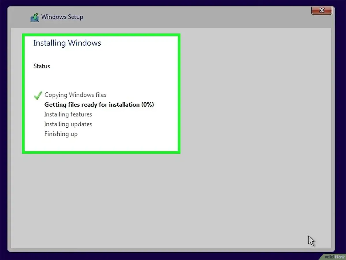 Rozpoczyna się reinstalacja Windows 10. Ekran 